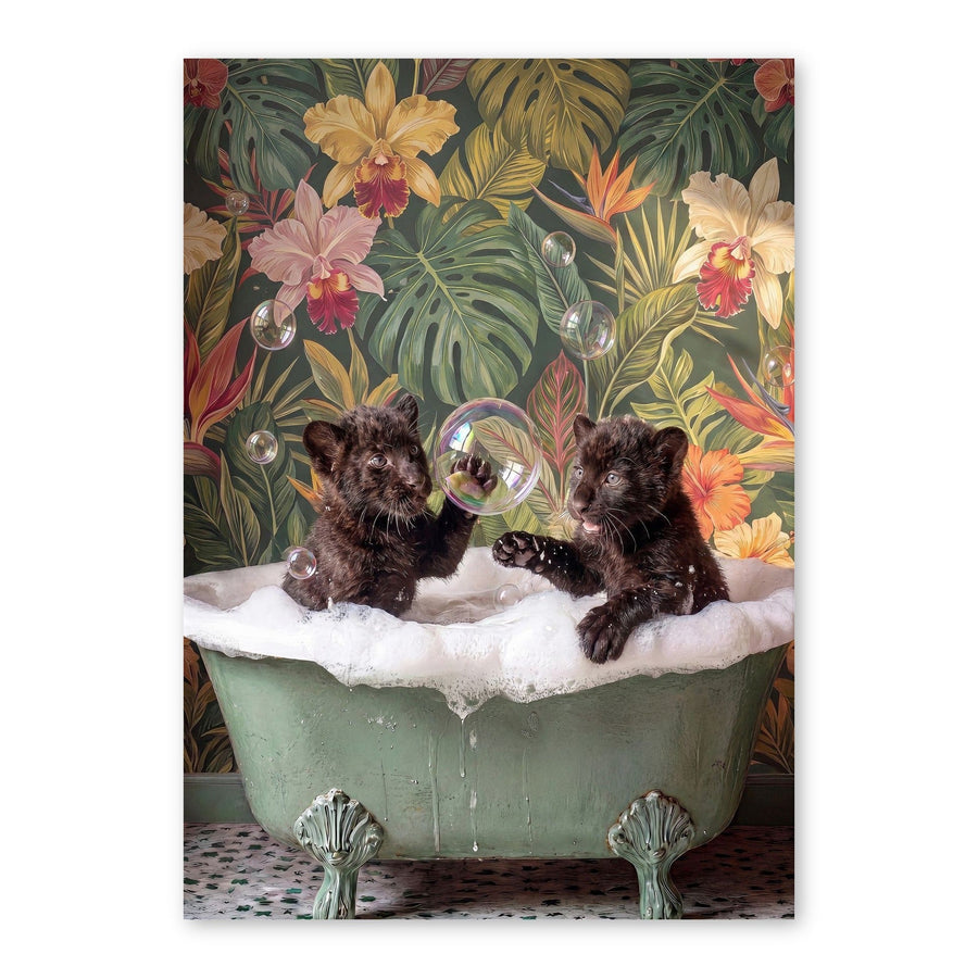 Black Kittens Bathing In Floral Dreams