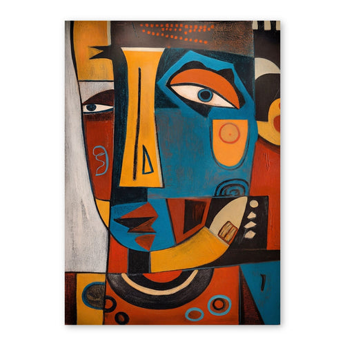 Cubist Faces In Warm Tones