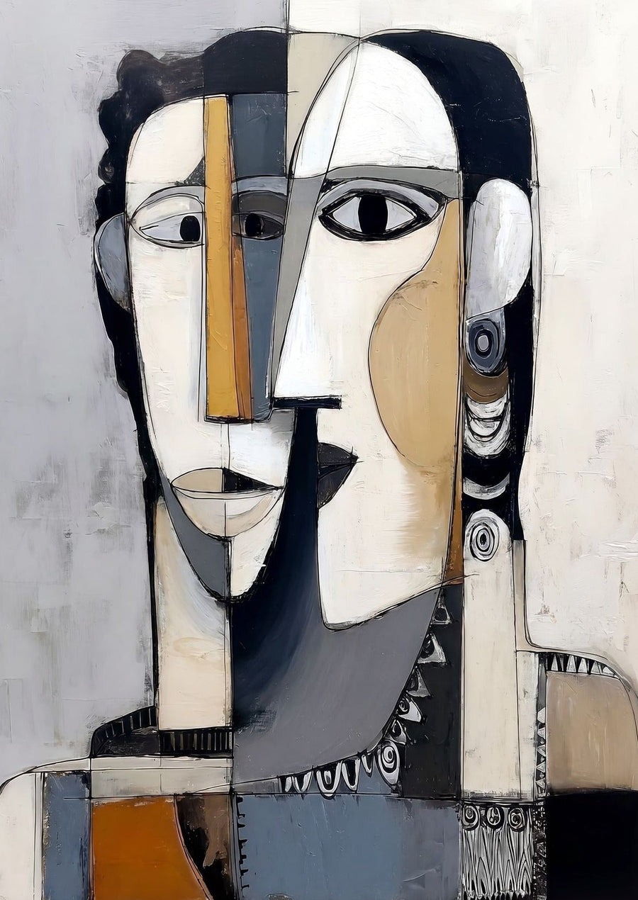 Divided Face Cubist Portrait