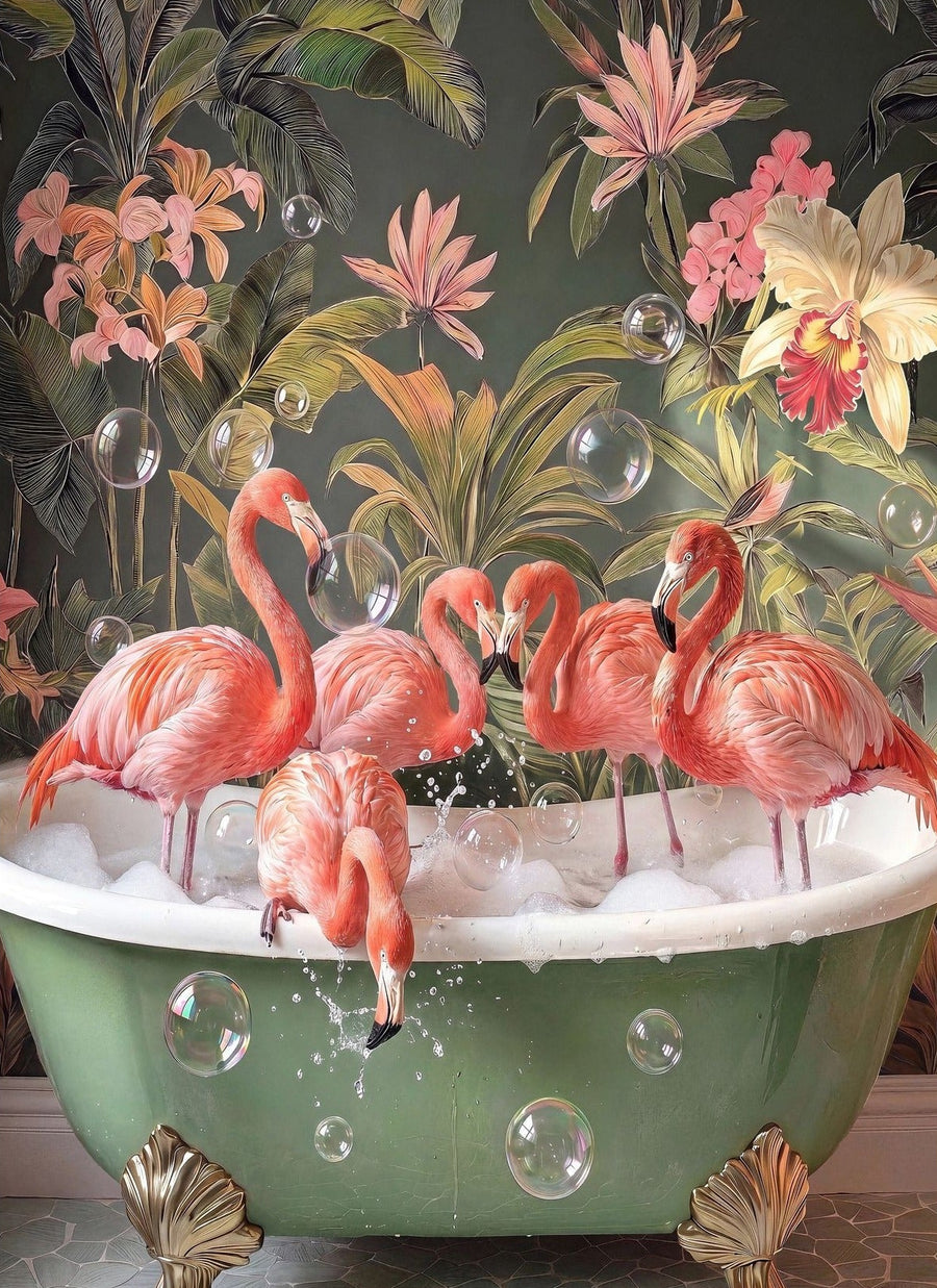 Flamingos In Botanical Reverie