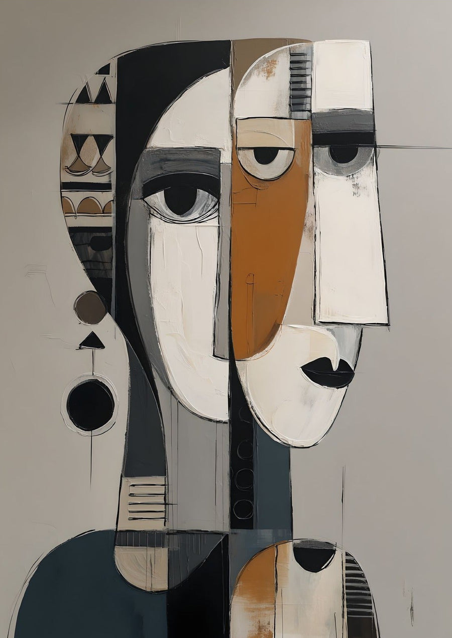 Fragmented Faces Cubist Portrait