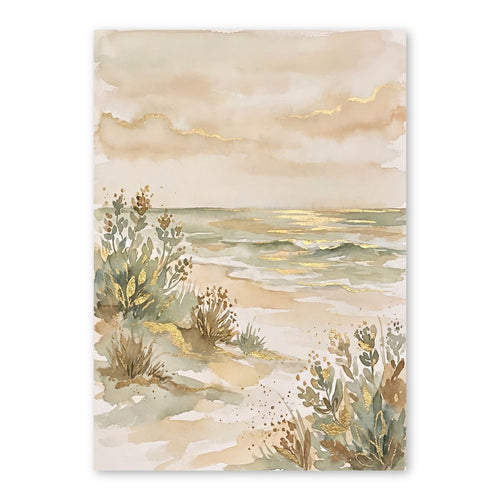 Golden Hour Beach With Dunes