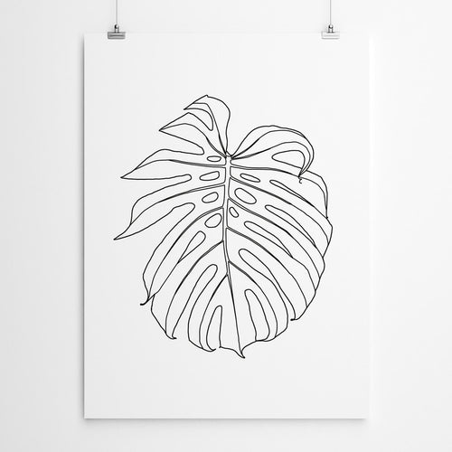 Monstera Line Drawing Print