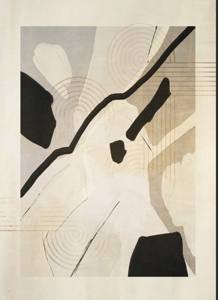Neutral And Black Abstract Wall Art