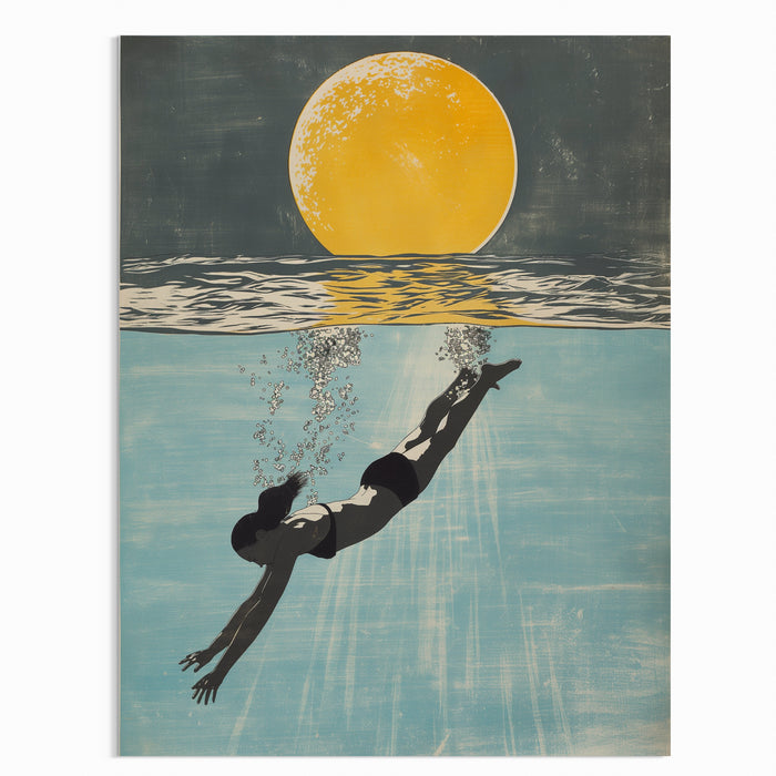 Full Moon Swimmer Poster