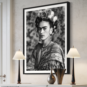 Frida Kahlo in Black and White Wall Art