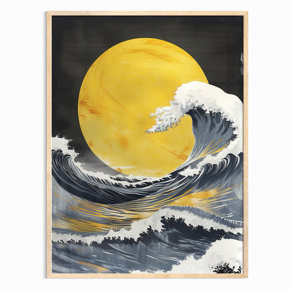 Full Moon Wave Poster