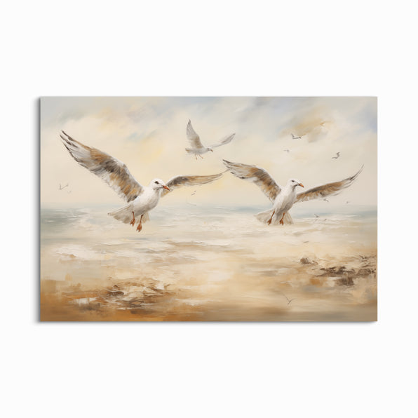 Gulls Over Waves