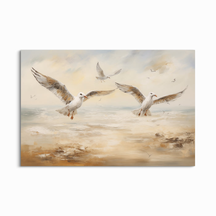 Gulls Over Waves