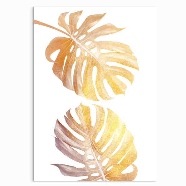 Gold Monstera Leaf Print