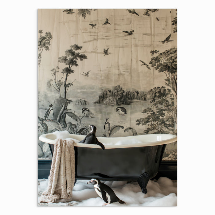 Penguins’ Dreamy Bath Time