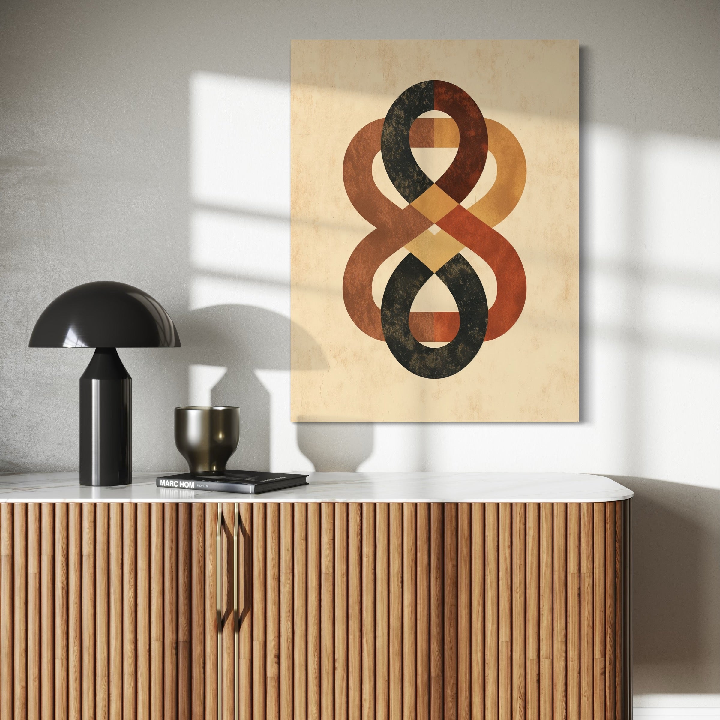 Infinity Loop Modern Abstract Art Print in Warm Tones – Artworld