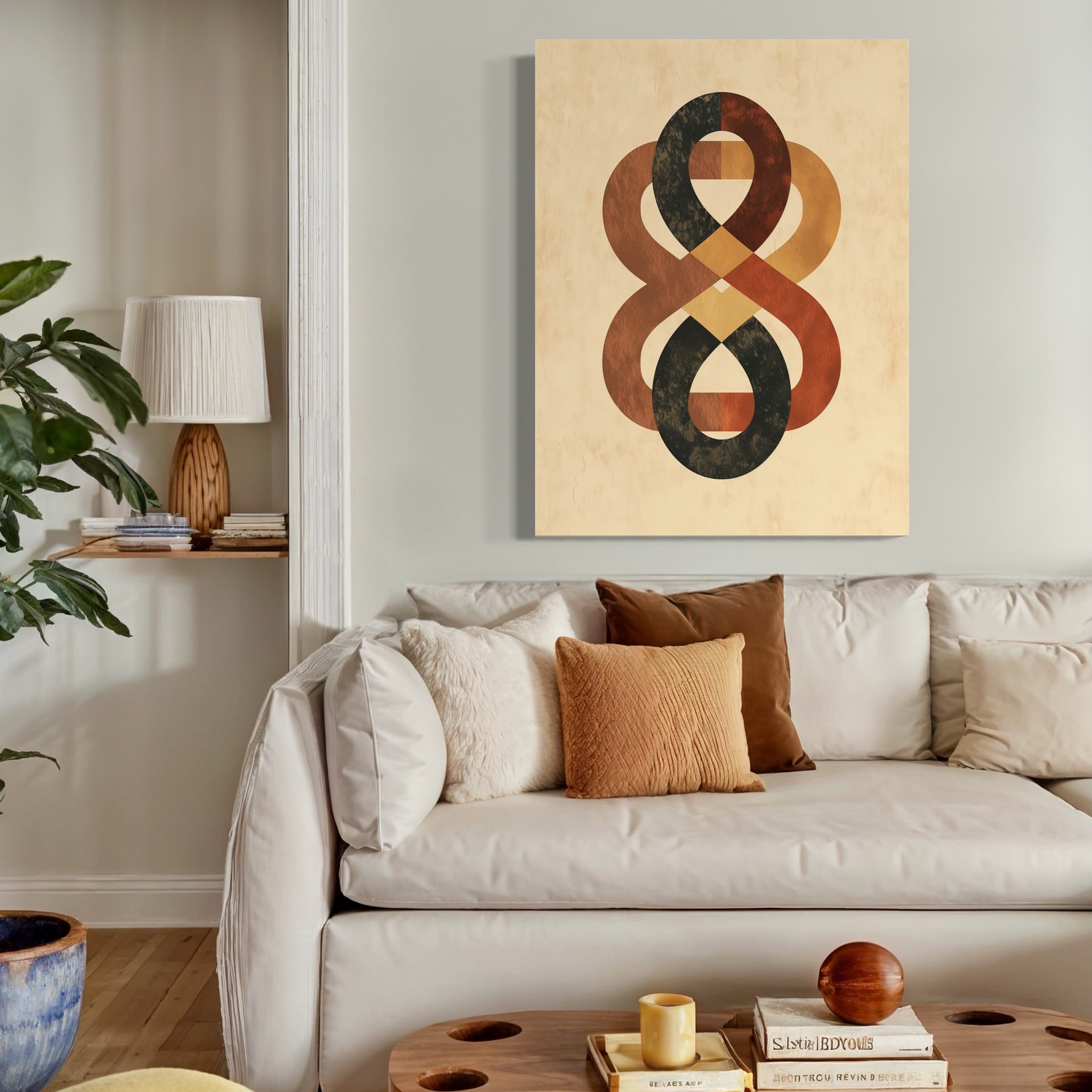Infinity Loop Modern Abstract Art Print in Warm Tones – Artworld