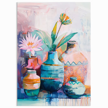 Clay Pots and Lotus Still Life