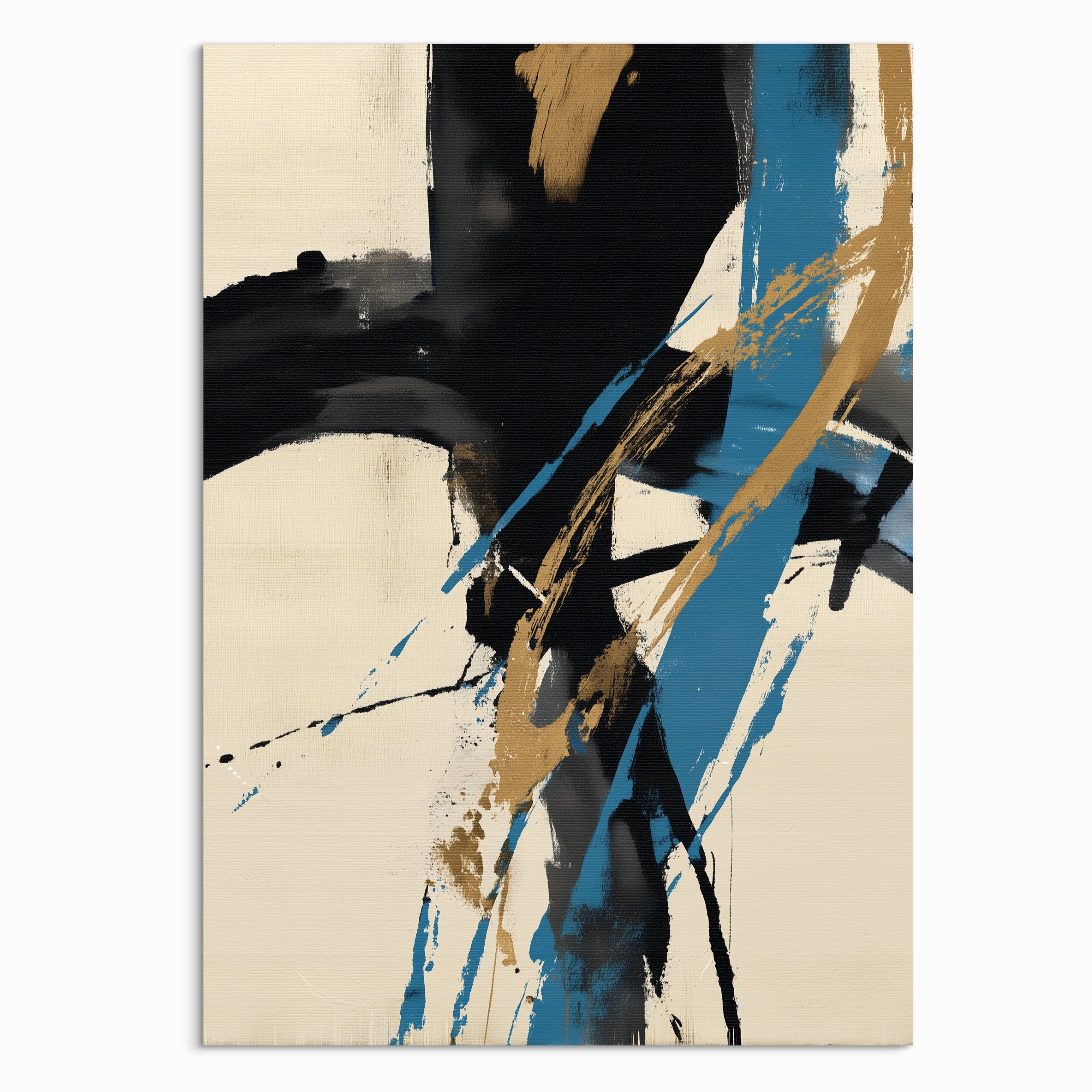 Bold Blue and Black Abstract Canvas – Sonic Current Modern Wall Art ...