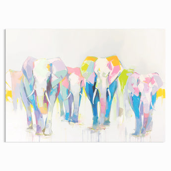 Elephant Herd in Pastels