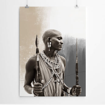 Artworld Wall Art African Warrior Portrait Art