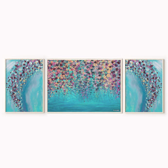 Artworld Wall Art Aqua Floral Painting Wall Art Print