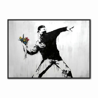 Artworld Wall Art Banksy Canvas Print - Flower Thrower