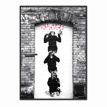 Artworld Wall Art Banksy Canvas Print - Three Monkeys