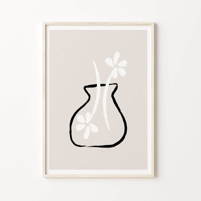 Beige Daisy Mid Century Art