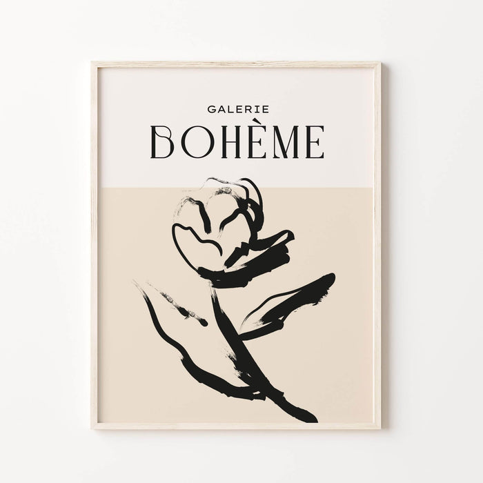 Black and beige botanical drawing
