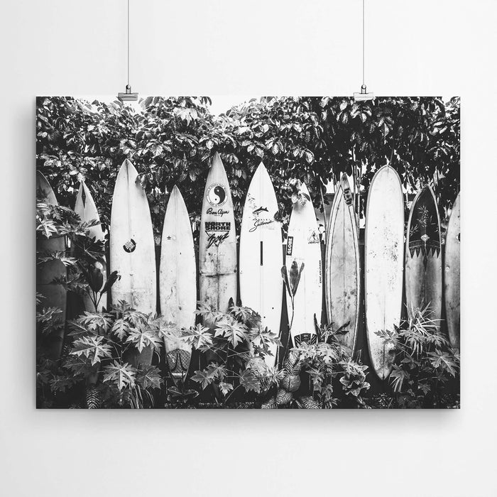 Black and White Surfing Wall Art Print