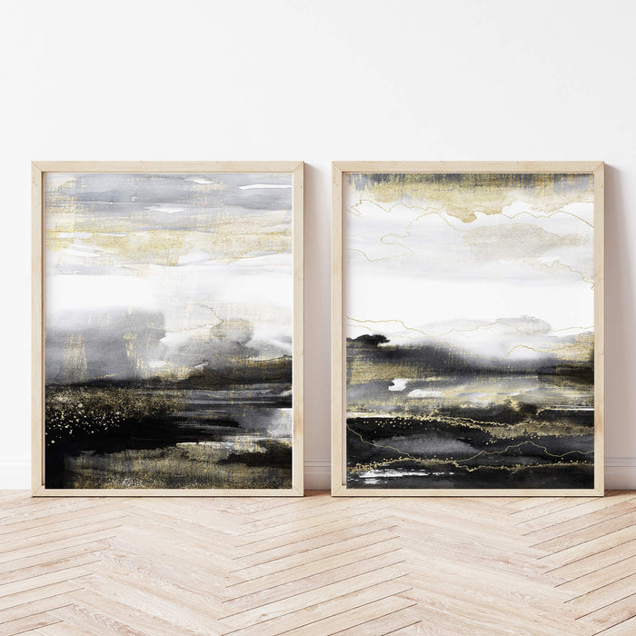 Black Gold Landsape Abstract Canvas Wall Art