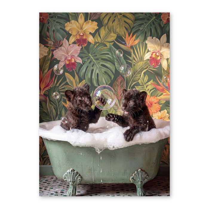 Black Kittens Bathing In Floral Dreams
