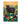 Black sheep decorated with colorful wildflowers standing in a field of flowers with rolling green hills and golden sky