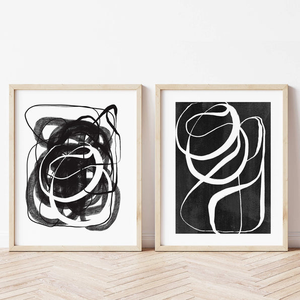 Artworld Wall Art Black & White Abstract Art Print 206
