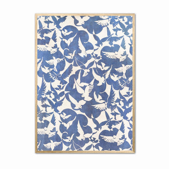 Artworld Wall Art Blue Bird Pattern Poster