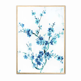 Artworld Wall Art Blue Blossoms Watercolour Painting Print