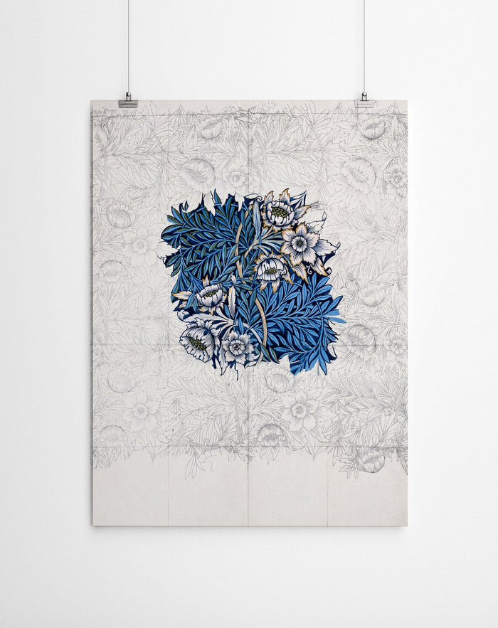 Blue Flower Watercolour Painting Canvas Prints - William Morris