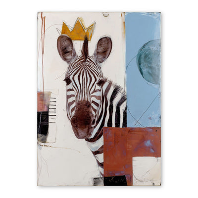 Crowned Zebra Mixed Media Portrait