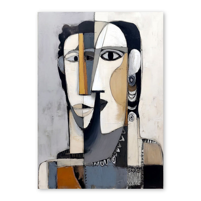 Divided Face Cubist Portrait