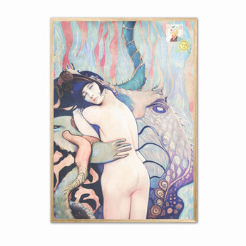 Artworld Wall Art Eclectic Pastel Poster - Octopus Hugs