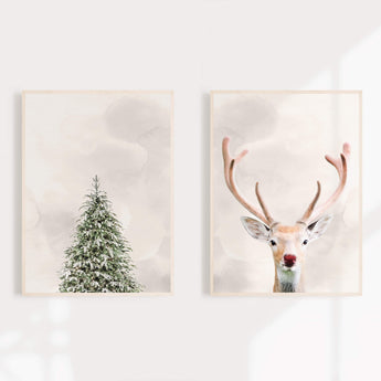 Artworld Wall Art Fir Tree And Rudolph The Reindeer Xmas Decor 33