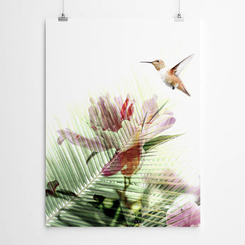 Artworld Wall Art Floral Hummingbird Art Print 349