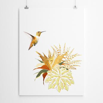 Artworld Wall Art Gold Hummingbird Art Print 434