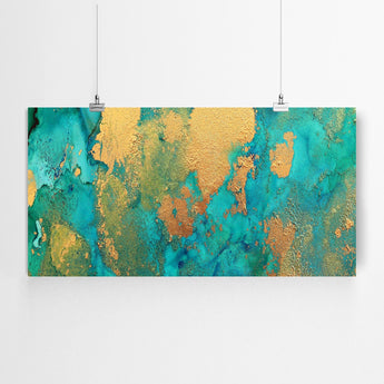 Artworld Wall Art Gold turquoise Abstract canvas art 439