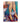 Illustration of a woman wearing gold patterned fabric and red heels standing against decorative blue panels with colorful