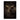 Black bull with long curved golden horns facing forward against a dark textured background.