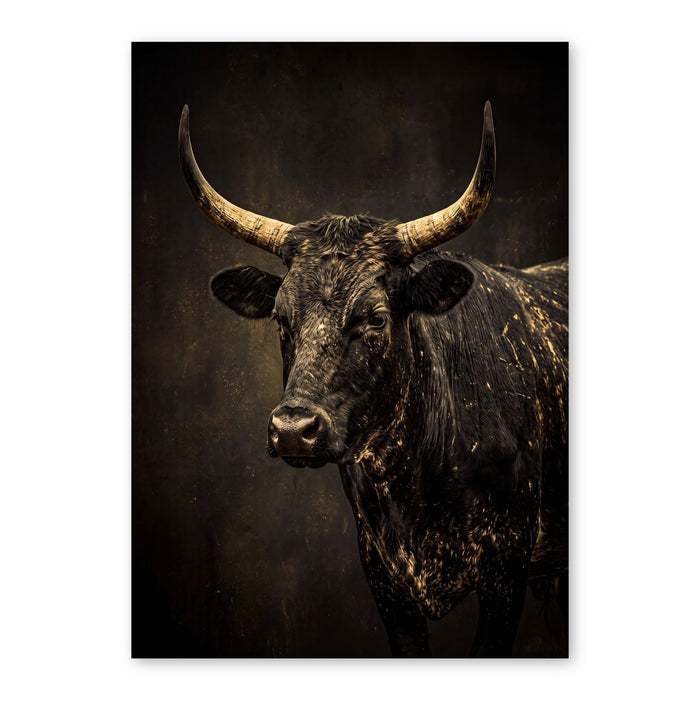 Golden Horns Black Bull Portrait