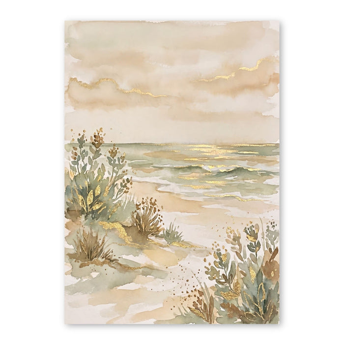 Golden Hour Beach With Dunes