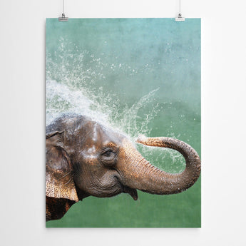 Artworld Wall Art Green Elephant Canvas Art 446