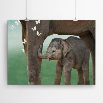 Artworld Wall Art Green Elephant Wall Art Print 447