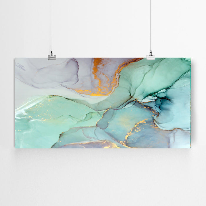 Green gold abstract wall art