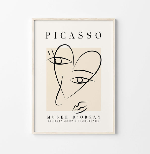 Artworld Wall Art Heart Face Picasso Art Print