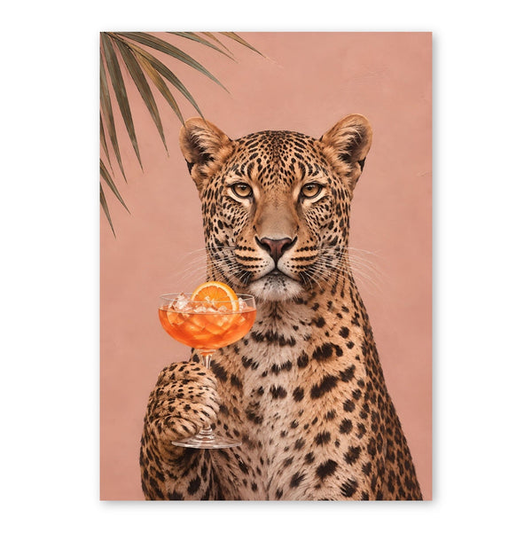 Leopard With Tropical Cocktail wall art